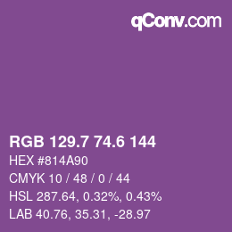 カラーコード: RGB 129.7 74.6 144 | qconv.com