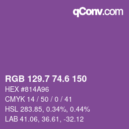 カラーコード: RGB 129.7 74.6 150 | qconv.com