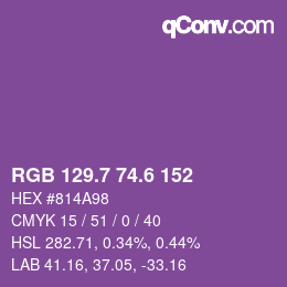 カラーコード: RGB 129.7 74.6 152 | qconv.com