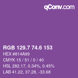 カラーコード: RGB 129.7 74.6 153 | qconv.com