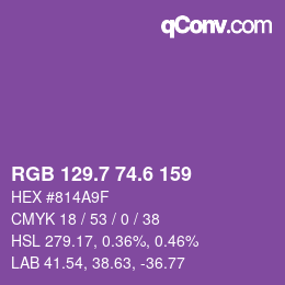 カラーコード: RGB 129.7 74.6 159 | qconv.com