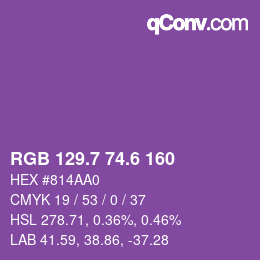 カラーコード: RGB 129.7 74.6 160 | qconv.com