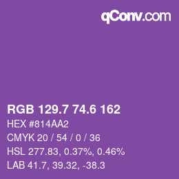 カラーコード: RGB 129.7 74.6 162 | qconv.com