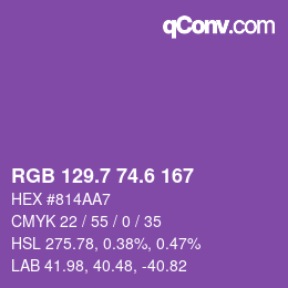 カラーコード: RGB 129.7 74.6 167 | qconv.com