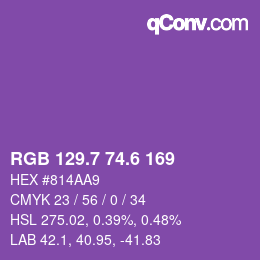 カラーコード: RGB 129.7 74.6 169 | qconv.com