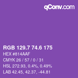 カラーコード: RGB 129.7 74.6 175 | qconv.com