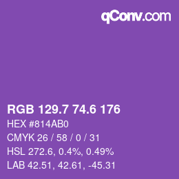 カラーコード: RGB 129.7 74.6 176 | qconv.com