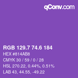 カラーコード: RGB 129.7 74.6 184 | qconv.com