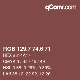 カラーコード: RGB 129.7 74.6 71 | qconv.com