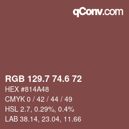 カラーコード: RGB 129.7 74.6 72 | qconv.com