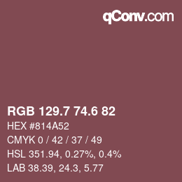 カラーコード: RGB 129.7 74.6 82 | qconv.com