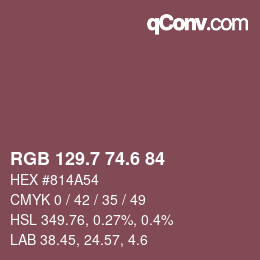 カラーコード: RGB 129.7 74.6 84 | qconv.com