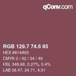 カラーコード: RGB 129.7 74.6 85 | qconv.com
