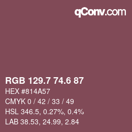 カラーコード: RGB 129.7 74.6 87 | qconv.com