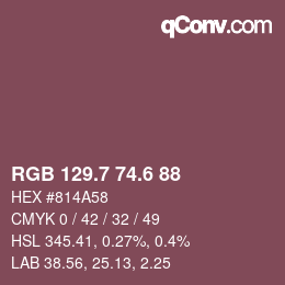 カラーコード: RGB 129.7 74.6 88 | qconv.com