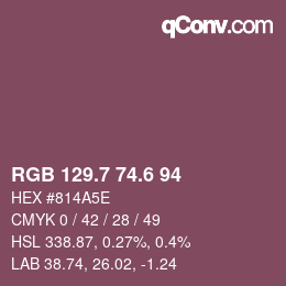 カラーコード: RGB 129.7 74.6 94 | qconv.com