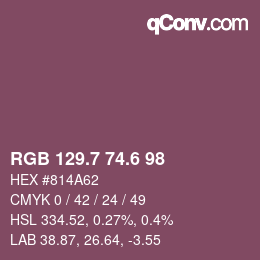 カラーコード: RGB 129.7 74.6 98 | qconv.com