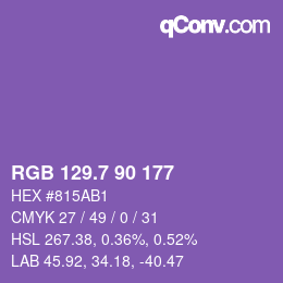 カラーコード: RGB 129.7 90 177 | qconv.com
