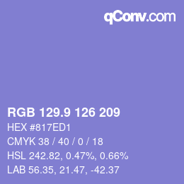 カラーコード: RGB 129.9 126 209 | qconv.com