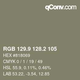 Color code: RGB 129.9 128.2 105 | qconv.com
