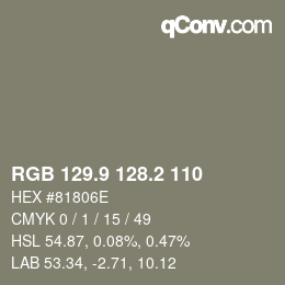 カラーコード: RGB 129.9 128.2 110 | qconv.com
