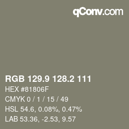 Color code: RGB 129.9 128.2 111 | qconv.com
