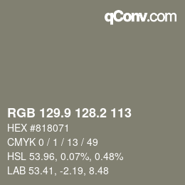 Color code: RGB 129.9 128.2 113 | qconv.com