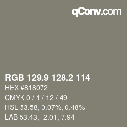 Color code: RGB 129.9 128.2 114 | qconv.com