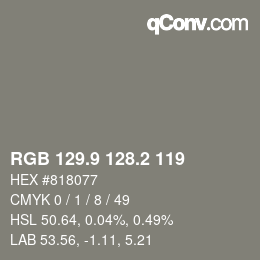 カラーコード: RGB 129.9 128.2 119 | qconv.com