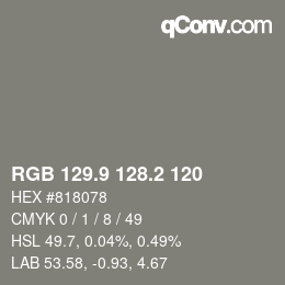 Color code: RGB 129.9 128.2 120 | qconv.com