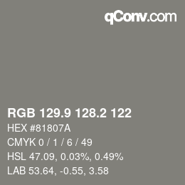 Color code: RGB 129.9 128.2 122 | qconv.com