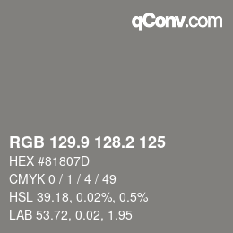 Color code: RGB 129.9 128.2 125 | qconv.com