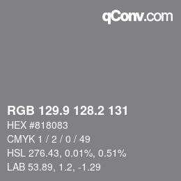 カラーコード: RGB 129.9 128.2 131 | qconv.com