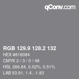 カラーコード: RGB 129.9 128.2 132 | qconv.com
