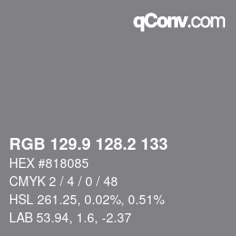 Color code: RGB 129.9 128.2 133 | qconv.com