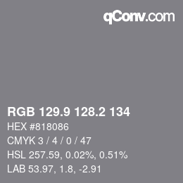 Color code: RGB 129.9 128.2 134 | qconv.com