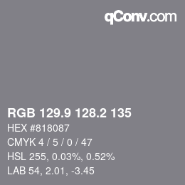 Color code: RGB 129.9 128.2 135 | qconv.com