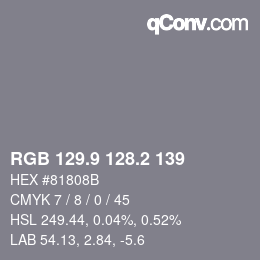 Color code: RGB 129.9 128.2 139 | qconv.com
