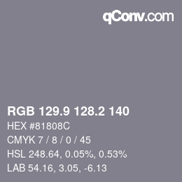 カラーコード: RGB 129.9 128.2 140 | qconv.com