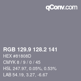 Color code: RGB 129.9 128.2 141 | qconv.com