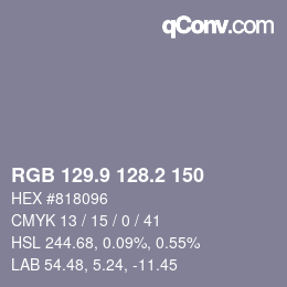カラーコード: RGB 129.9 128.2 150 | qconv.com