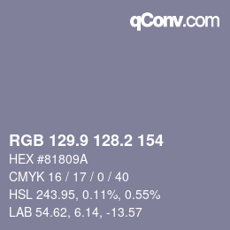 カラーコード: RGB 129.9 128.2 154 | qconv.com