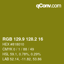 カラーコード: RGB 129.9 128.2 16 | qconv.com