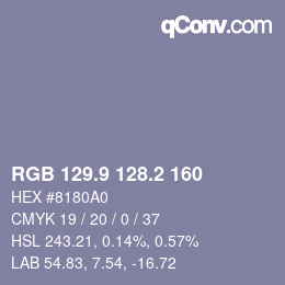 Color code: RGB 129.9 128.2 160 | qconv.com