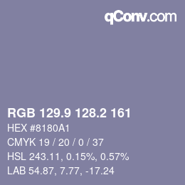 Color code: RGB 129.9 128.2 161 | qconv.com