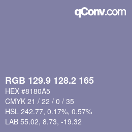 カラーコード: RGB 129.9 128.2 165 | qconv.com