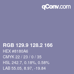 カラーコード: RGB 129.9 128.2 166 | qconv.com
