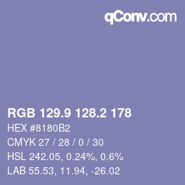 カラーコード: RGB 129.9 128.2 178 | qconv.com