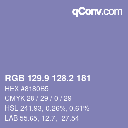 カラーコード: RGB 129.9 128.2 181 | qconv.com
