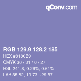 カラーコード: RGB 129.9 128.2 185 | qconv.com